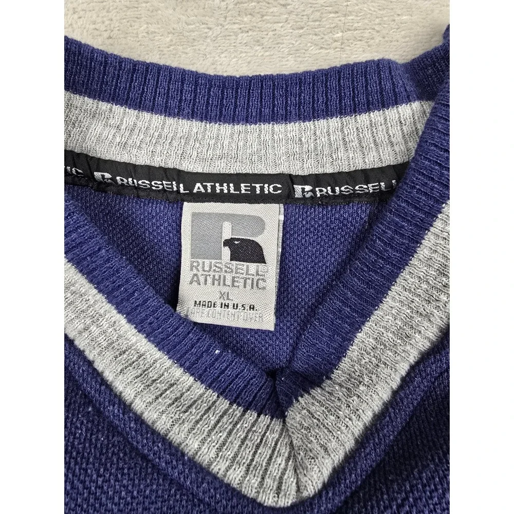 Vintage Penn State V-Neck Pique Sweater Men XL Fit L Blue Nittany Lions USA Made